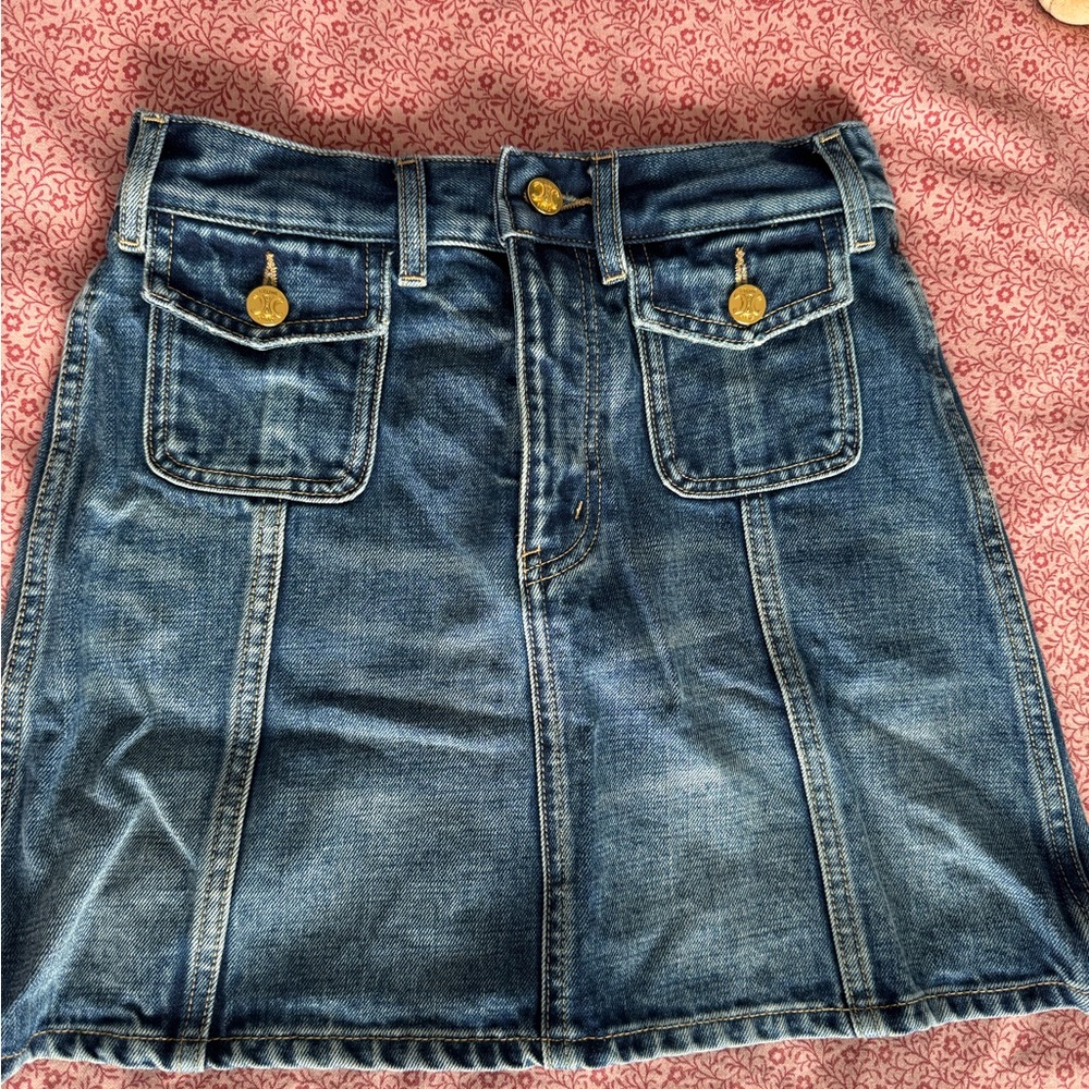 Celine Denim Pocket A-Line Skirt - Blue
